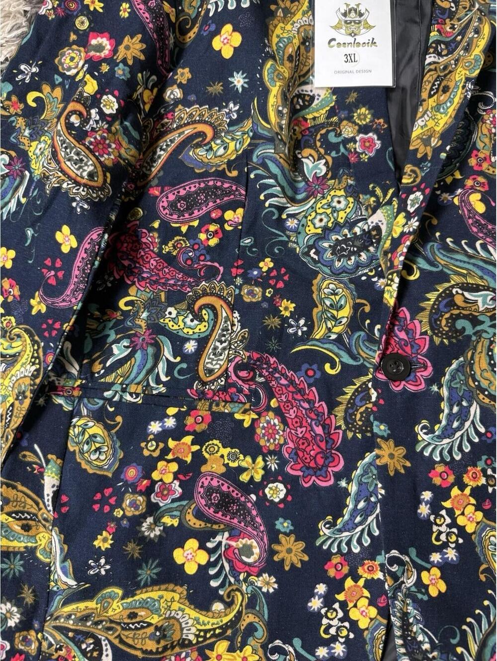 Cesnleoik Blazer Men's 3XL Paisley/Floral Sport Jacket/Shirt Slim Fit NWT - Picture 5 of 11